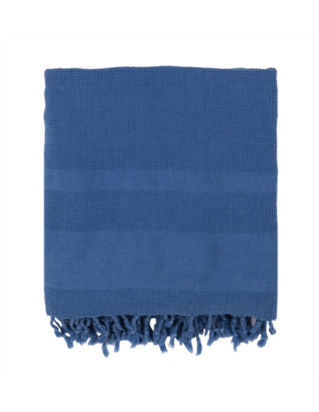 Drap de Hammam Nid d'abeille Stone Washed Bleu Jean