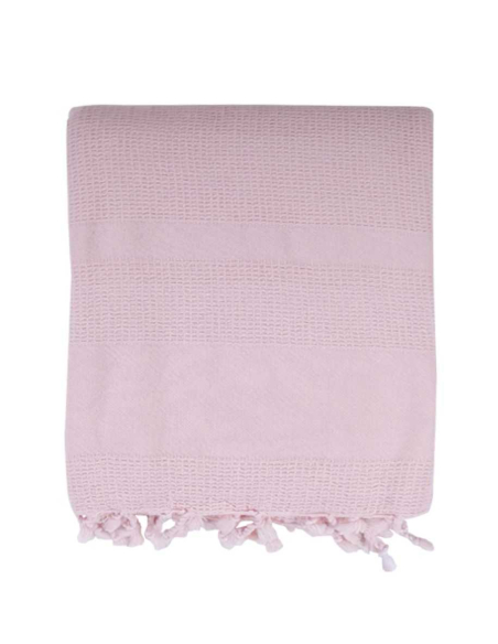 Drap de Hammam Nid d'abeille Stone Washed Rose poudré