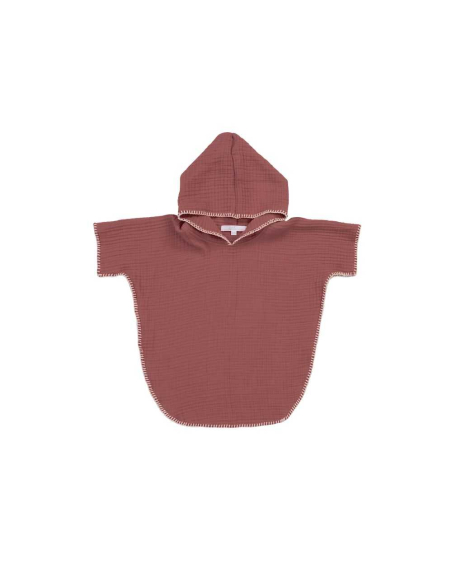 Poncho en gaze de coton brick