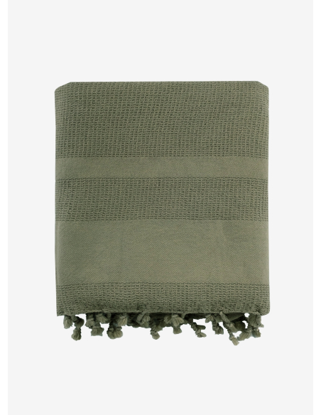 Drap de Hammam Nid d'abeille Stone Washed Kaki