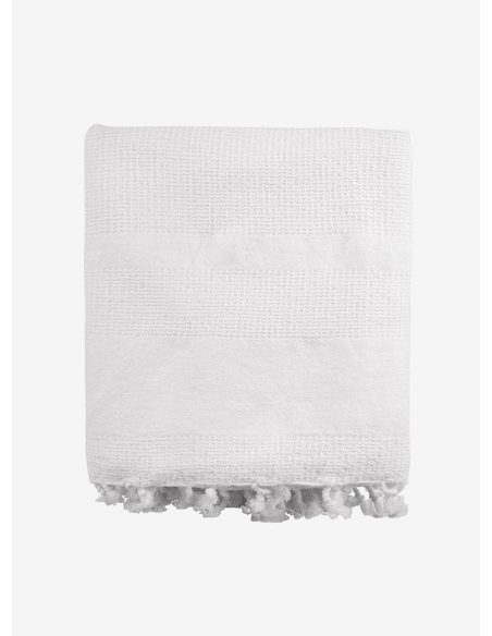Drap de Hammam Nid d'abeille Stone Washed Blanc