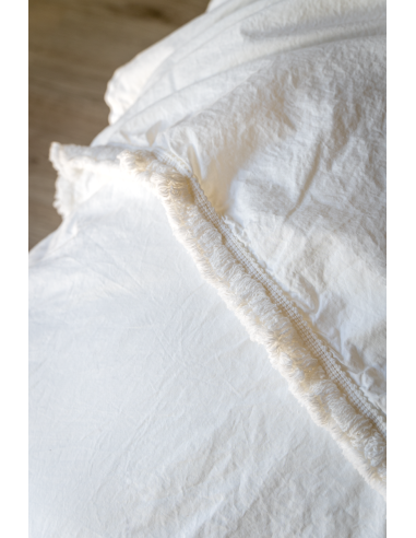 Draps housse en Coton Lavé Blanc