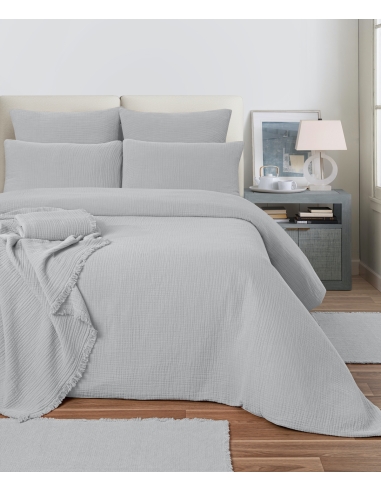 Housses de Couette Gaze de coton Gris Perle