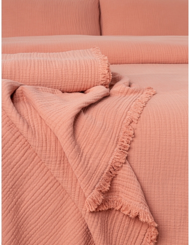 Plaid Gaze de coton Terracotta