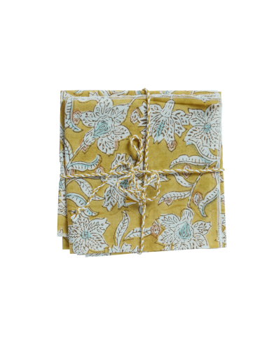 Lot de 2 Serviettes de Table Block Print LOTUS ABSYNTHE