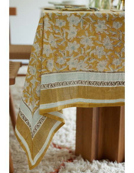 Nappes Block Print Lotus Absynthe