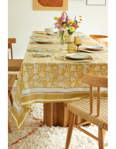 Nappes Block Print Lotus Absynthe