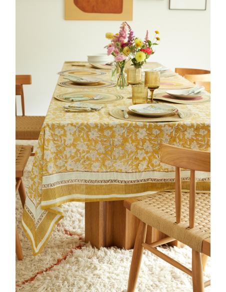 Nappes Block Print Lotus Absynthe