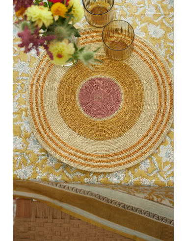 Nappes Block Print Lotus Absynthe