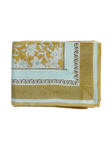 Nappes Block Print Lotus Absynthe