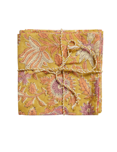 Lot de 2 Serviettes de Table Block Print Nerhu Kiwi
