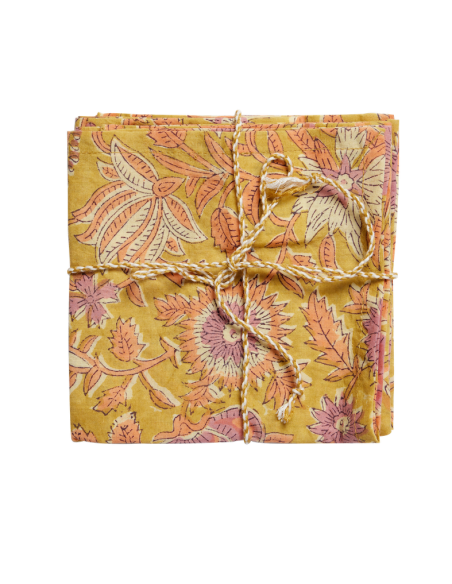 Lot de 2 Serviettes de Table Block Print Nerhu Kiwi
