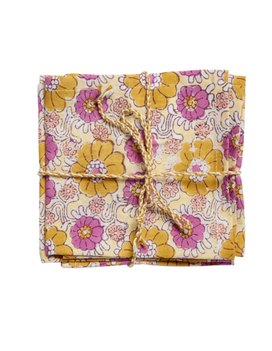Lot de 2 Serviettes de Table Block Print Pravar Cassis