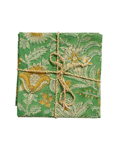 Lot de 2 Serviettes de Table Block Print Nerhu Green