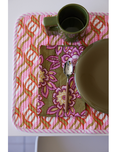 Lot de 2 Serviettes de Table Block Print Jakarta Olive