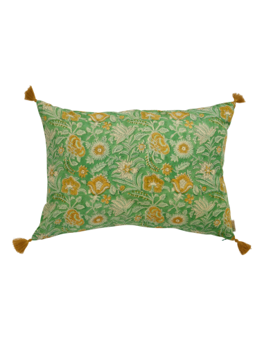 Coussin Block Print Nerhu Green