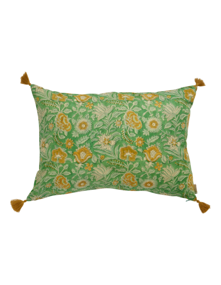 Coussin Block Print Nerhu Green