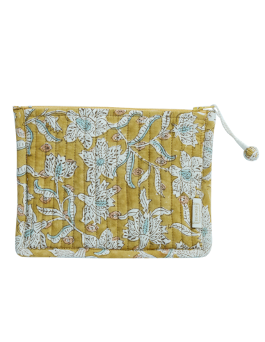 Pochettes Block Print Lotus Absynthe