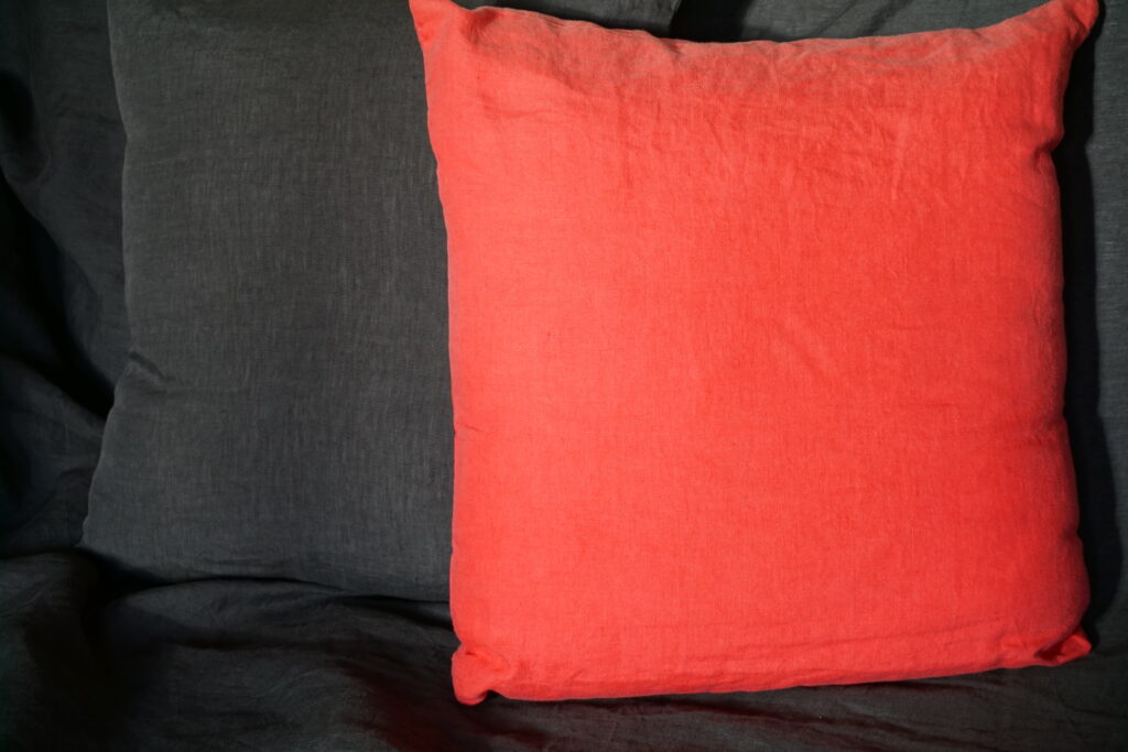 Lin lavé anthracite et framboise