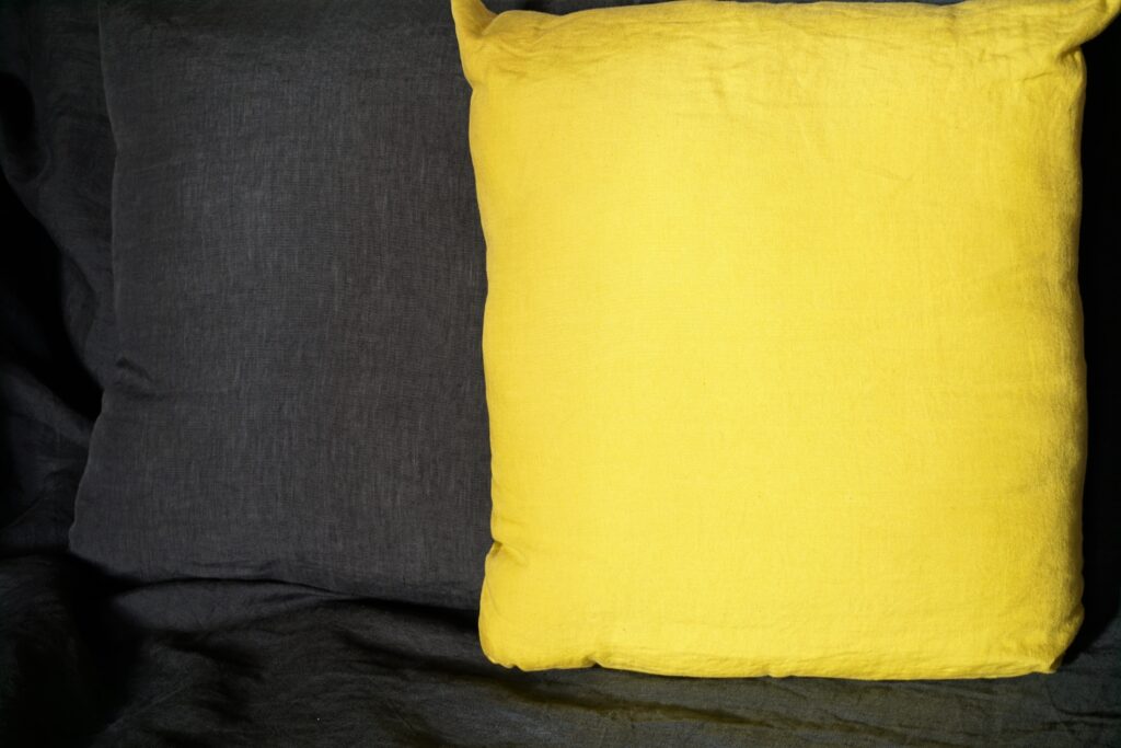 Lin lavé anthracite et jaune