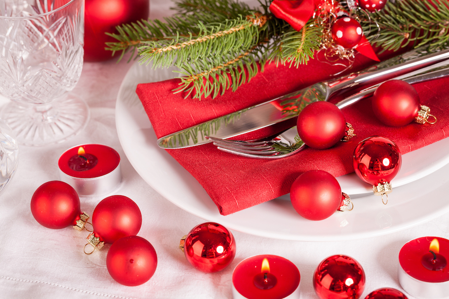 Table de Noël rouge et blanche 