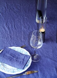 Nappe en lin lavé bleue jean